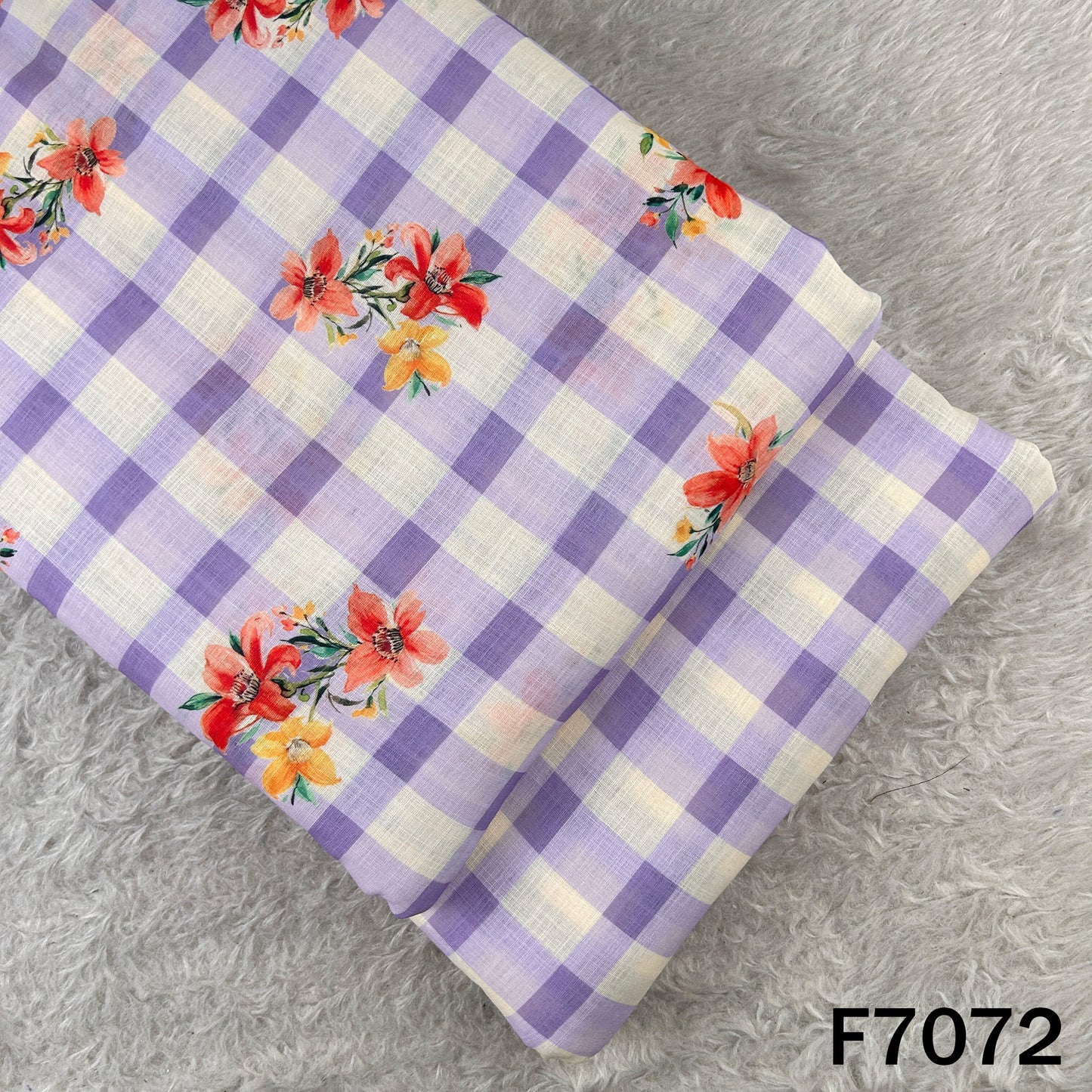 Printed Check Linen Fabric - F7072