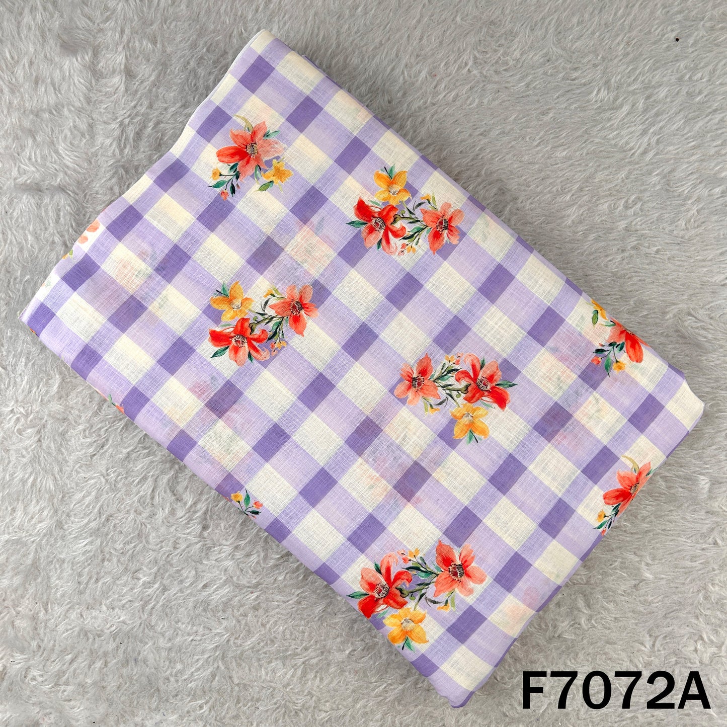 Printed Check Linen Fabric - F7072