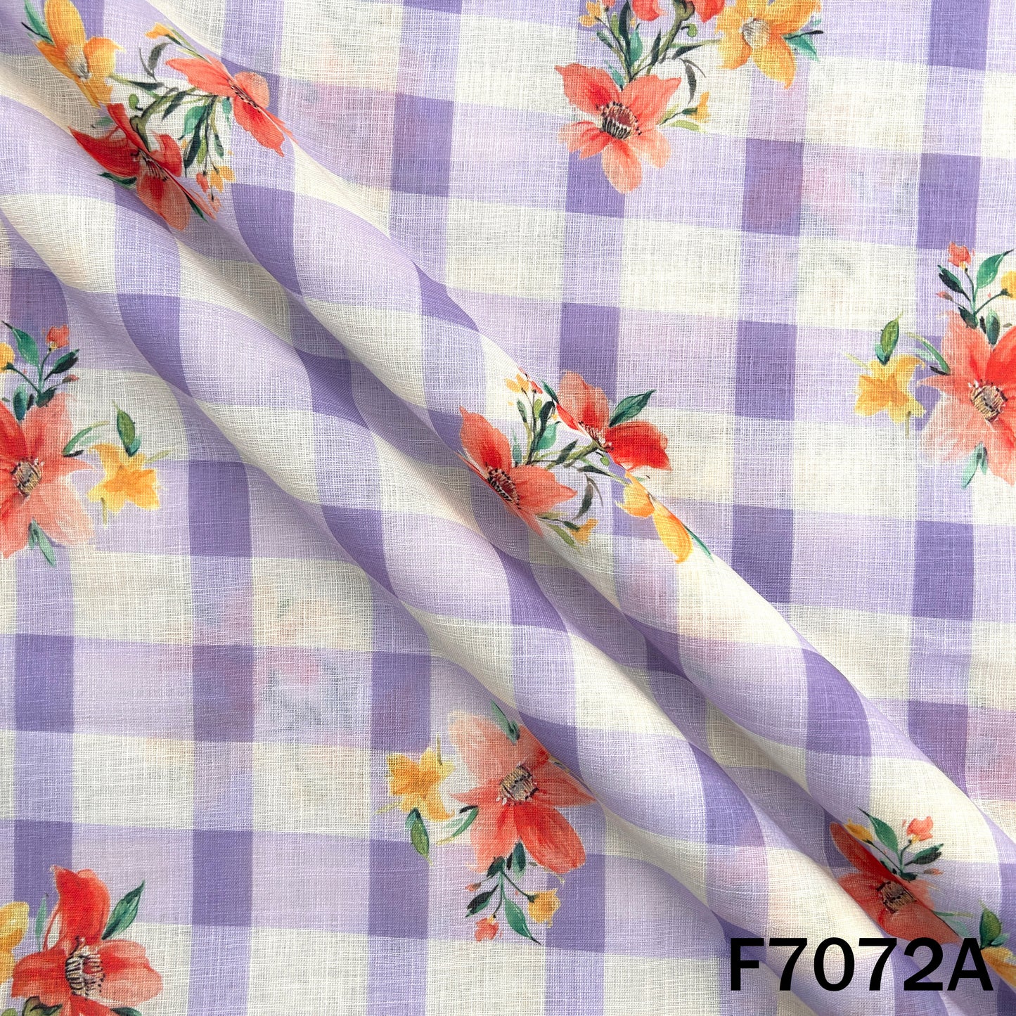 Printed Check Linen Fabric - F7072