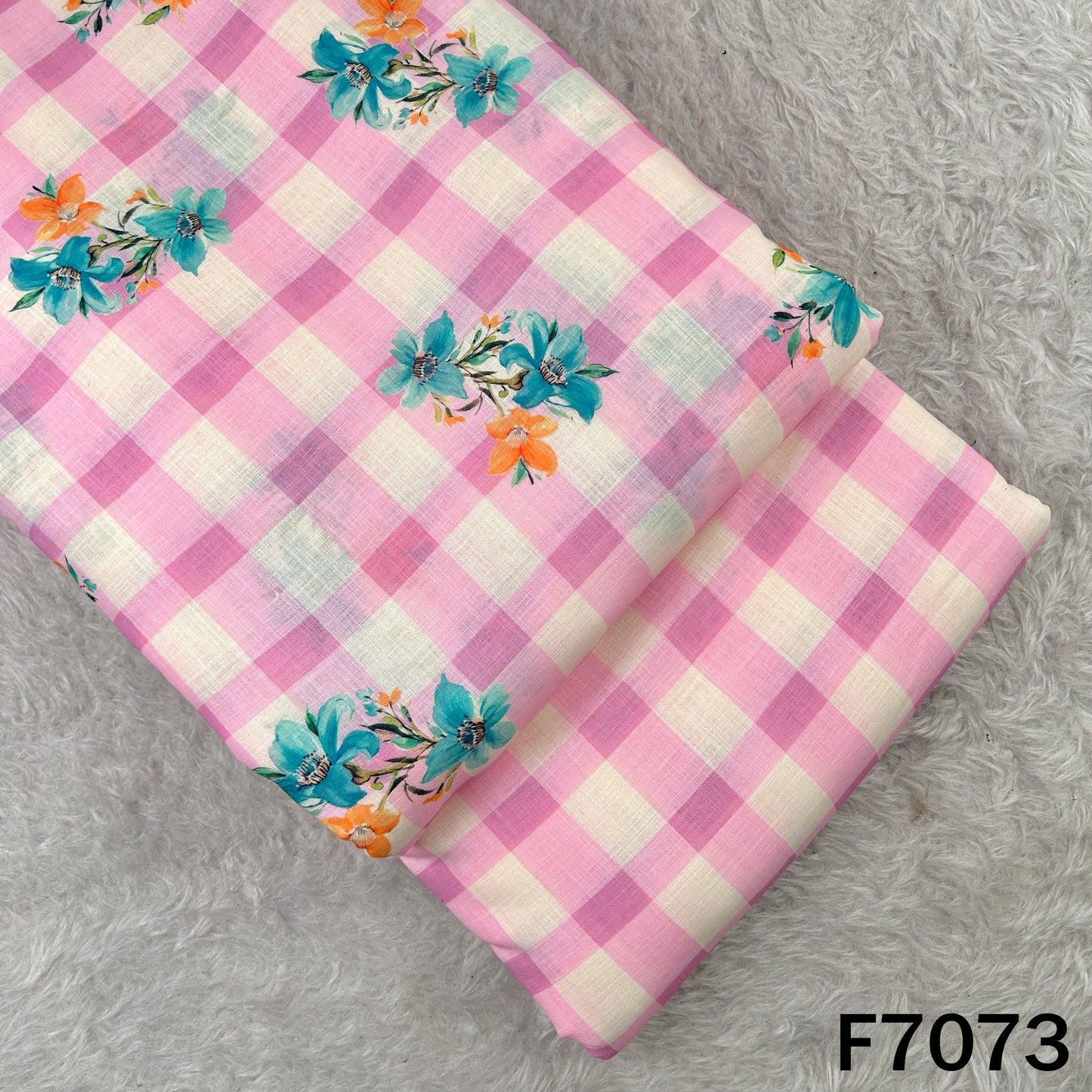Printed Check Linen Fabric - F7073
