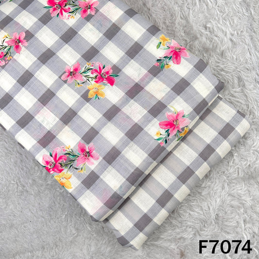 Printed Check Linen Fabric - F7074