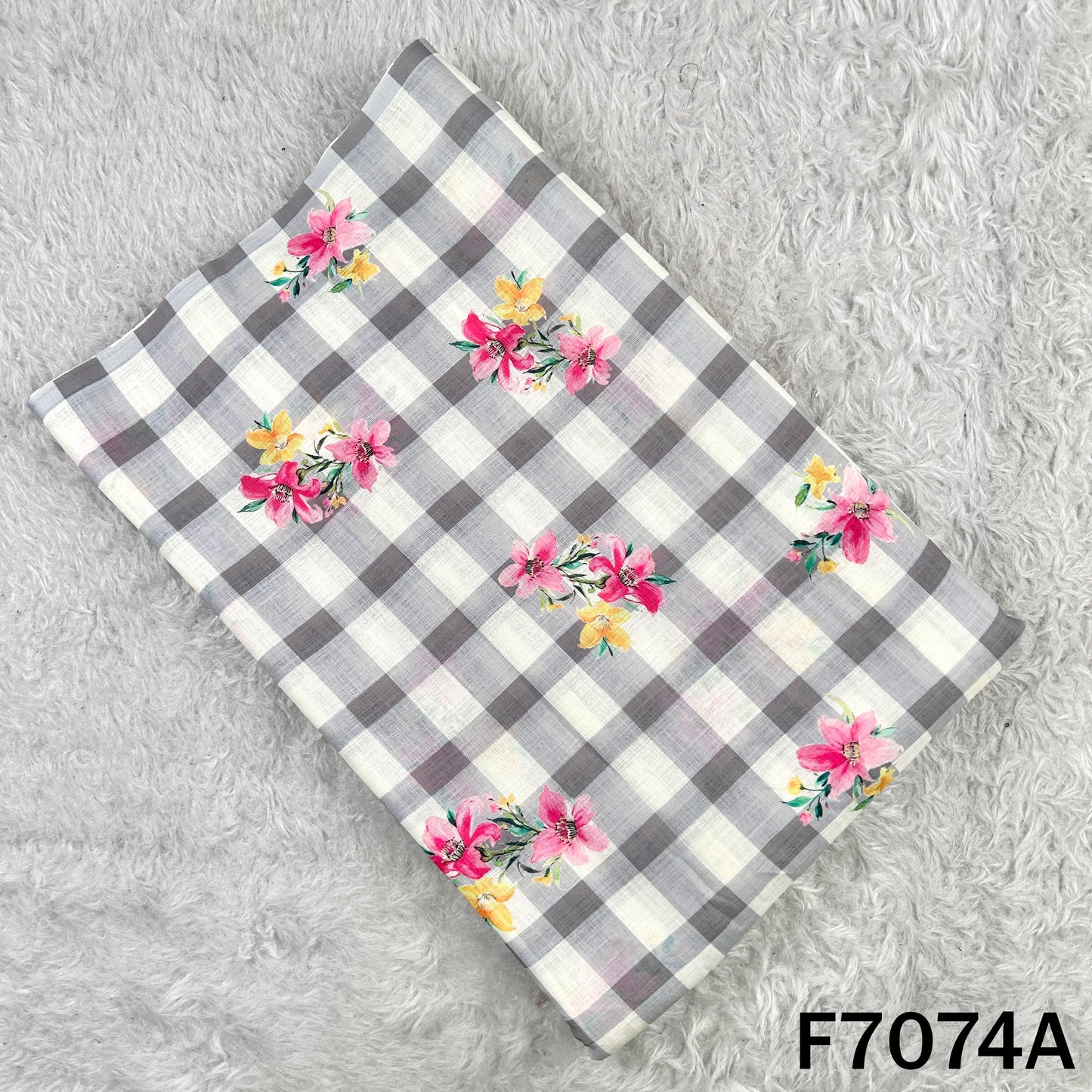 Printed Check Linen Fabric - F7074