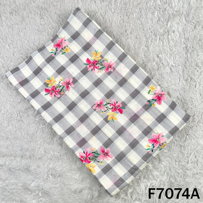 Printed Check Linen Fabric - F7074