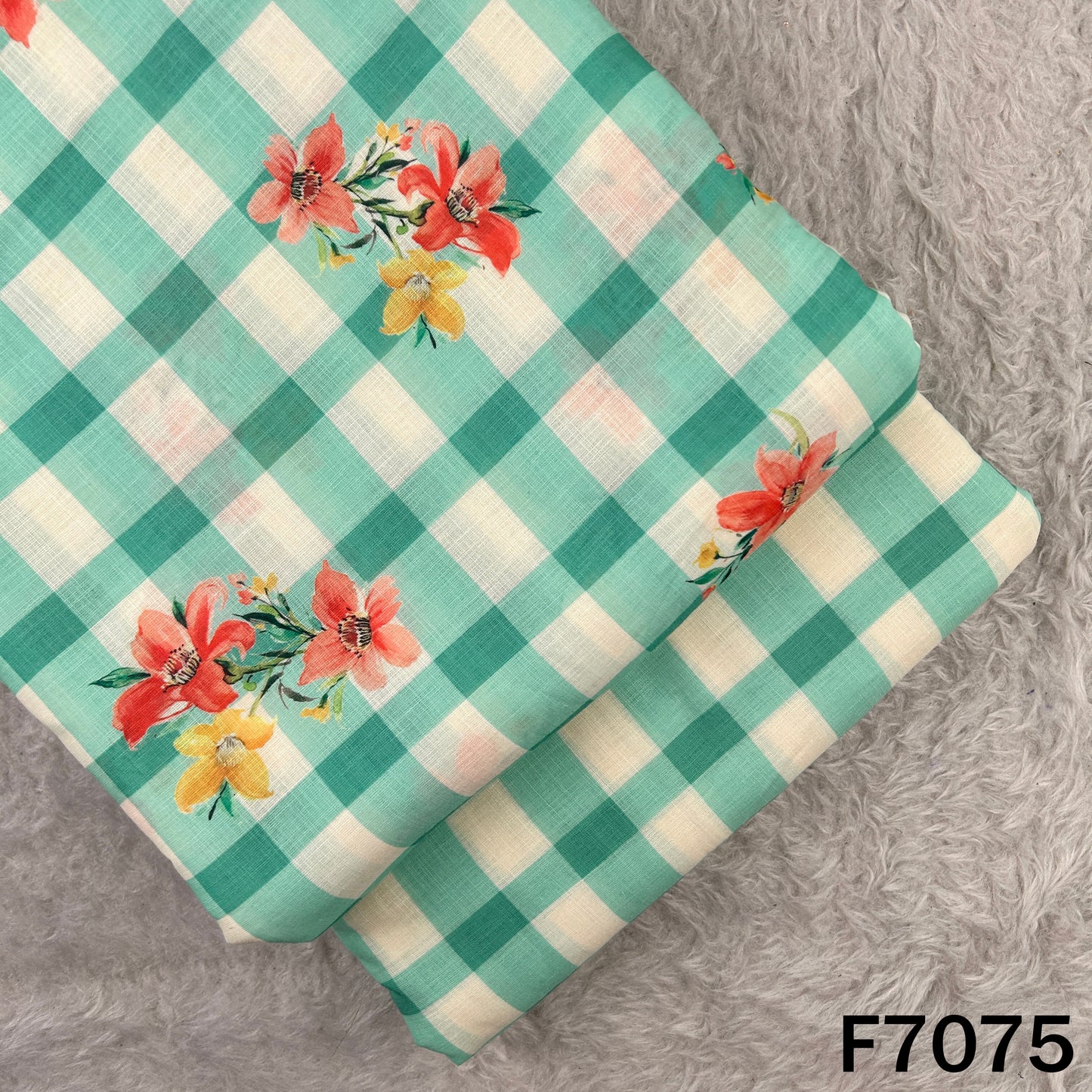 Printed Check Linen Fabric - F7075