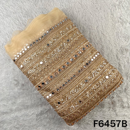 Cut Dana Thread Zari Sequins Pearl Mirror Work Net Fabric - F6457