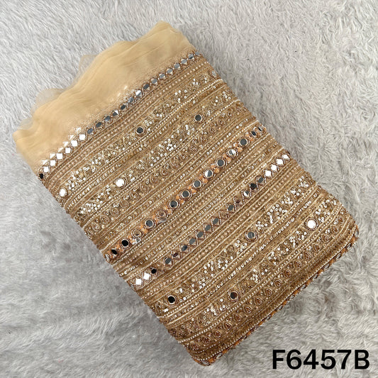 Cut Dana Thread Zari Sequins Pearl Mirror Work Net Fabric - F6457