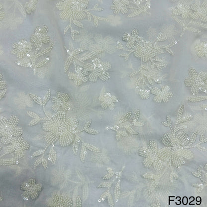 Dyeable Thread Sequins Embroidered Georgette Fabric-F3029