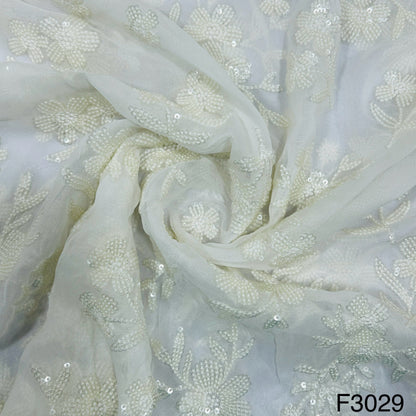 Dyeable Thread Sequins Embroidered Georgette Fabric-F3029