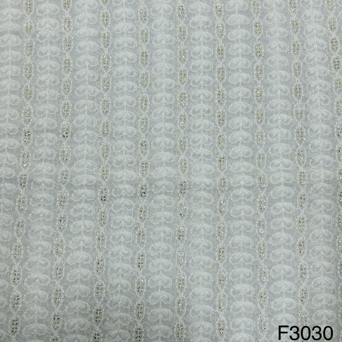 Dyeable Thread Sequins Embroidered Georgette Fabric - F3030