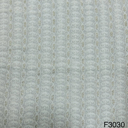 Dyeable Thread Sequins Embroidered Georgette Fabric - F3030