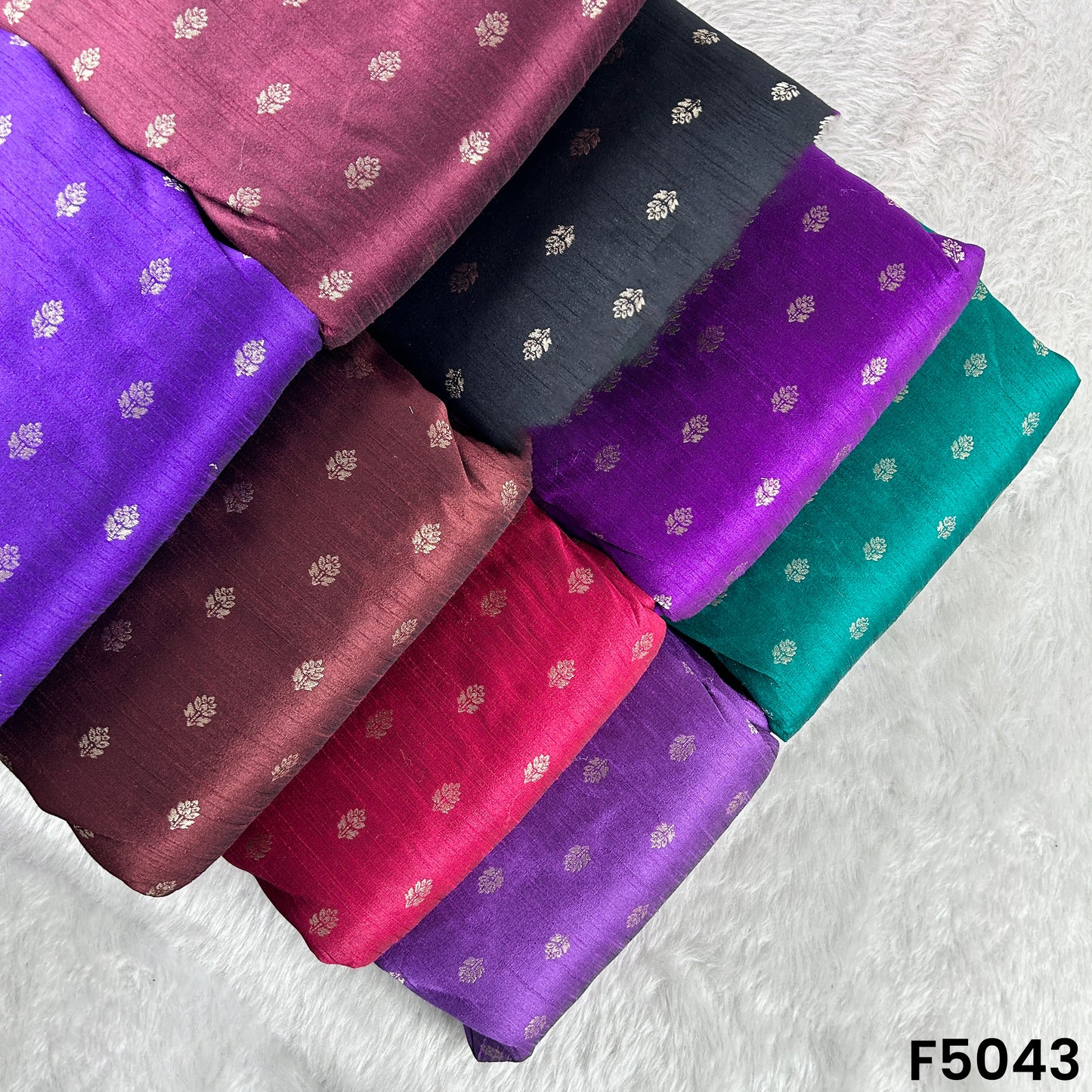 Zari Buti Work Raw Silk Fabric-F5043