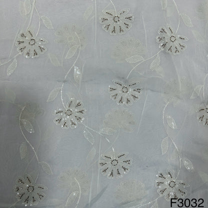 Dyeable Thread Sequins Embroidered Organza Fabric F3032