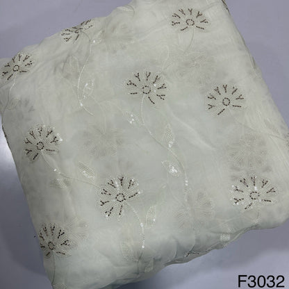 Dyeable Thread Sequins Embroidered Organza Fabric F3032