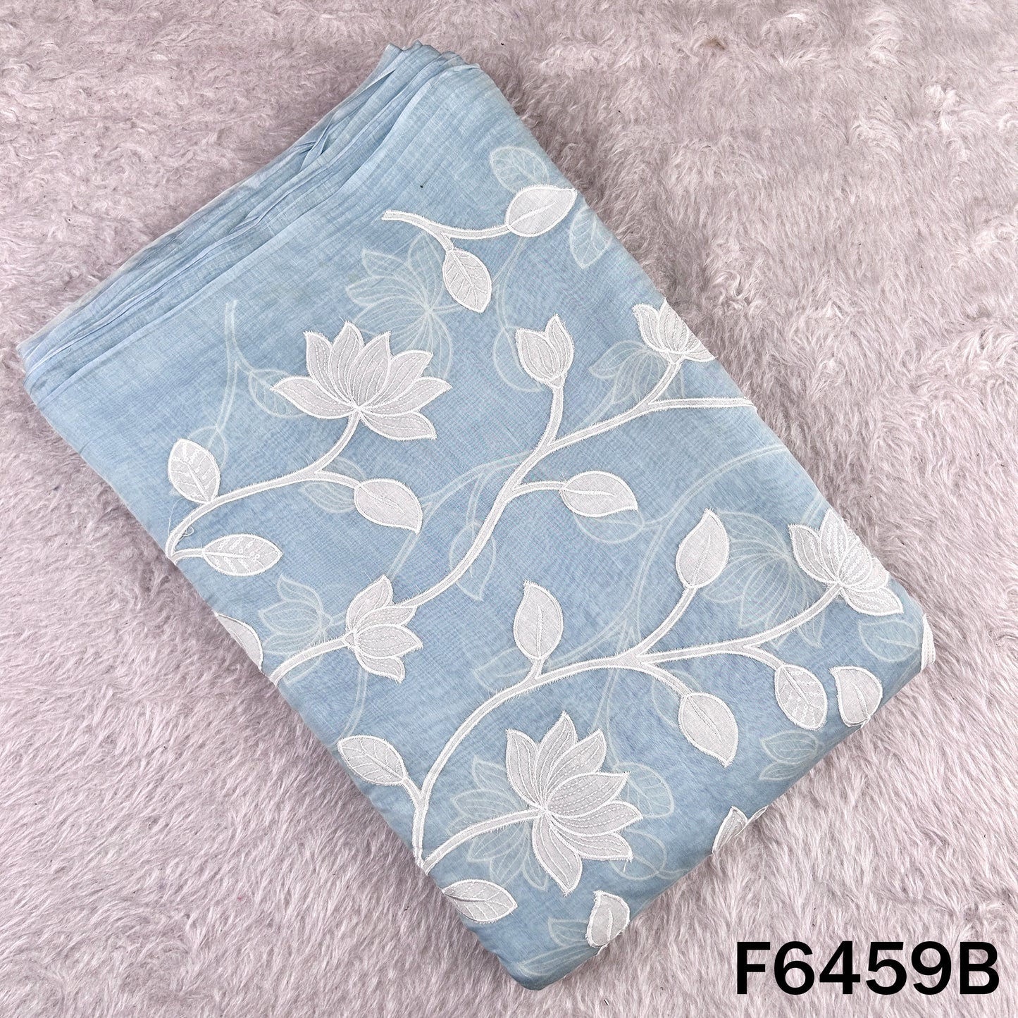 Thread Sequins Work Pure Mul Chanderi Fabric - F6459