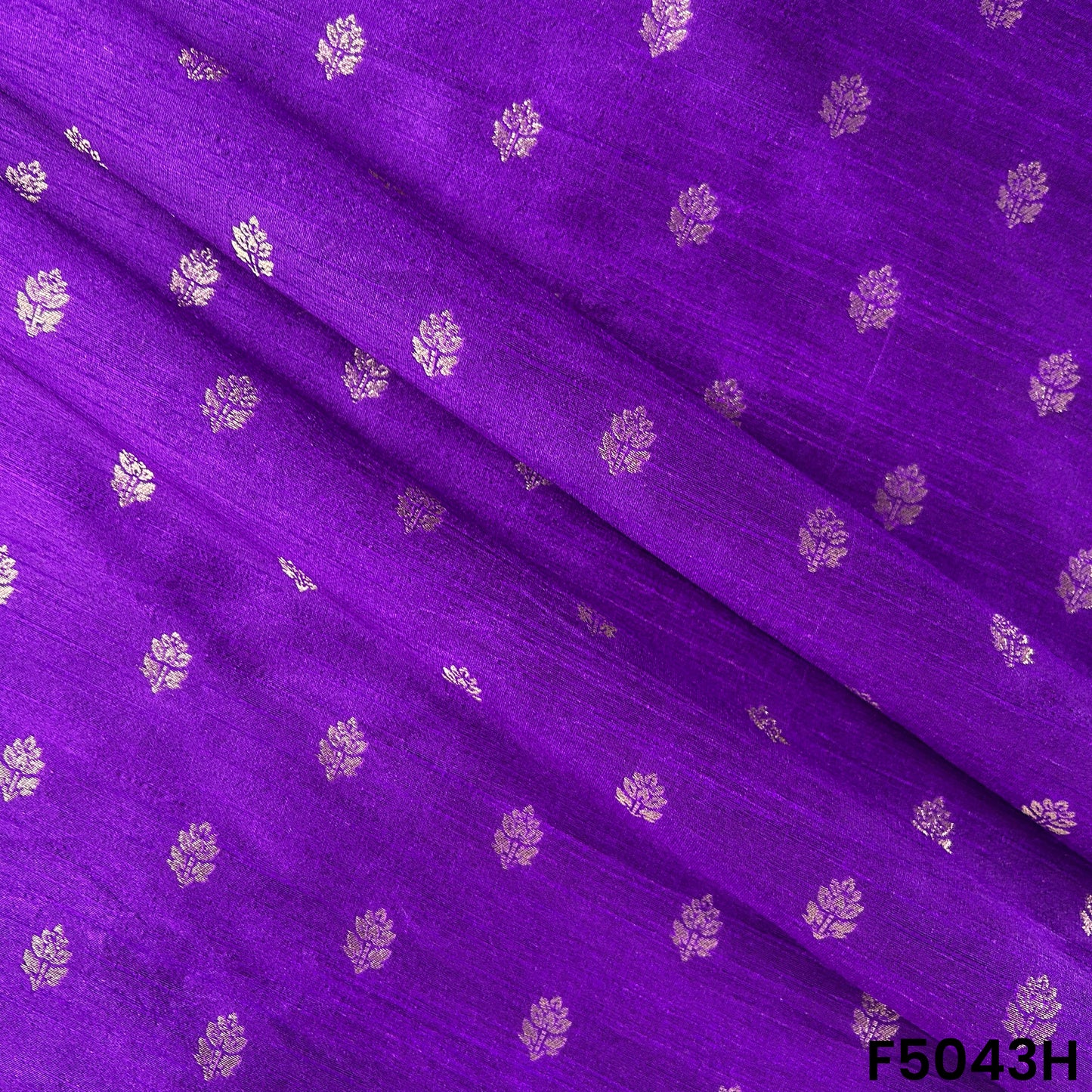 Zari Buti Work Raw Silk Fabric-F5043