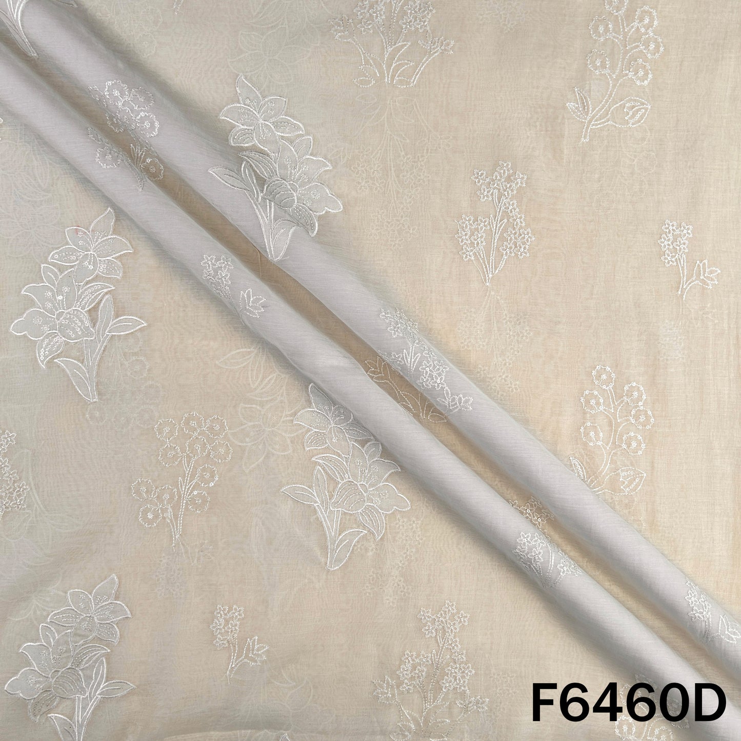 Thread Sequins Work Pure Mul Chanderi Fabric - F6460