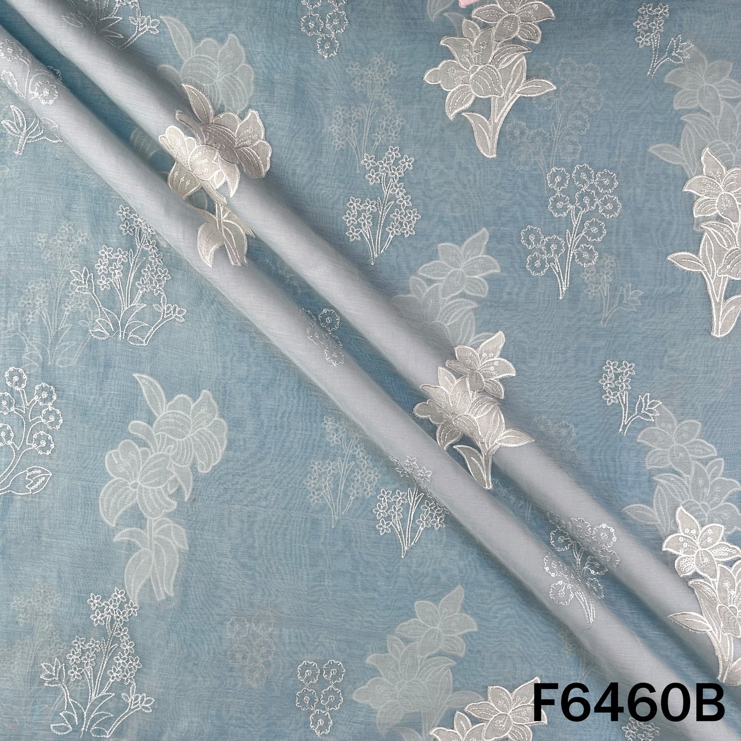 Thread Sequins Work Pure Mul Chanderi Fabric - F6460