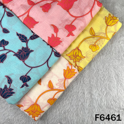 Thread Embroidered Pure Mul Chanderi Fabric - F6461