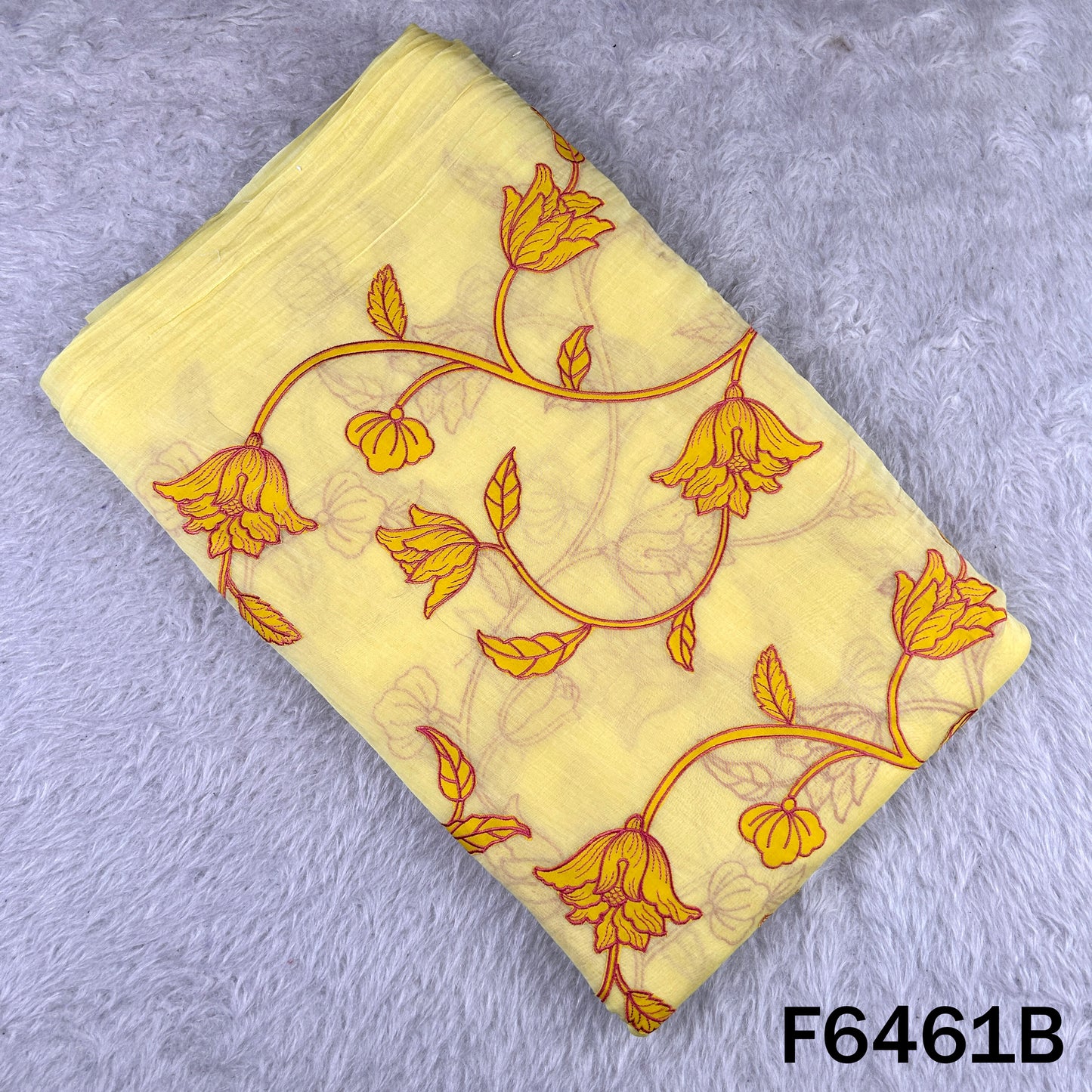 Thread Embroidered Pure Mul Chanderi Fabric - F6461