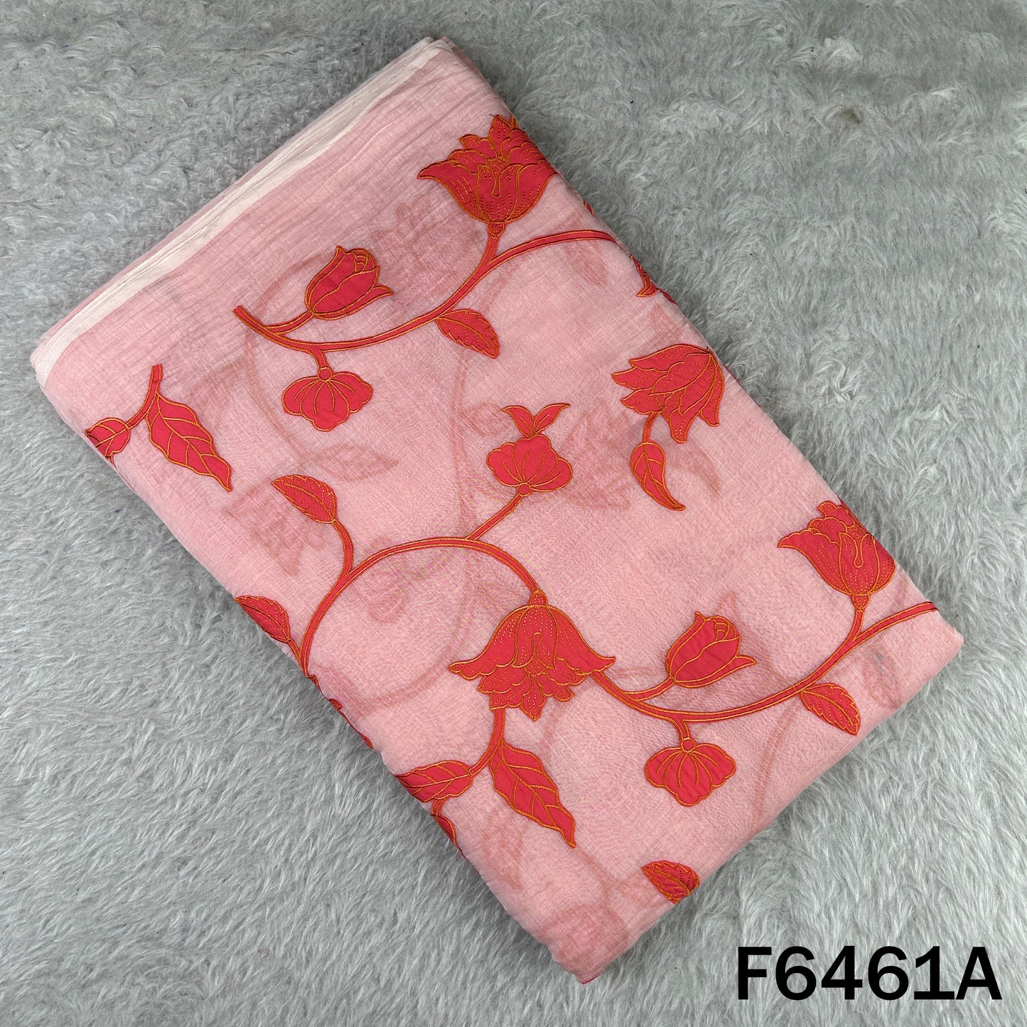 Thread Embroidered Pure Mul Chanderi Fabric - F6461