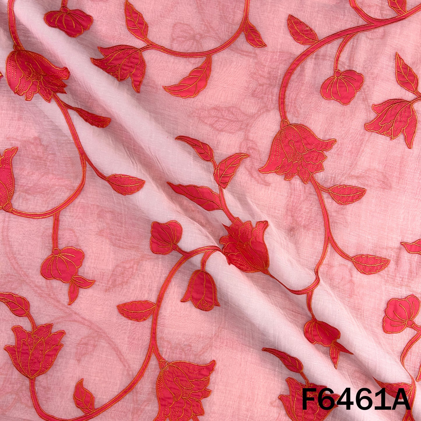 Thread Embroidered Pure Mul Chanderi Fabric - F6461