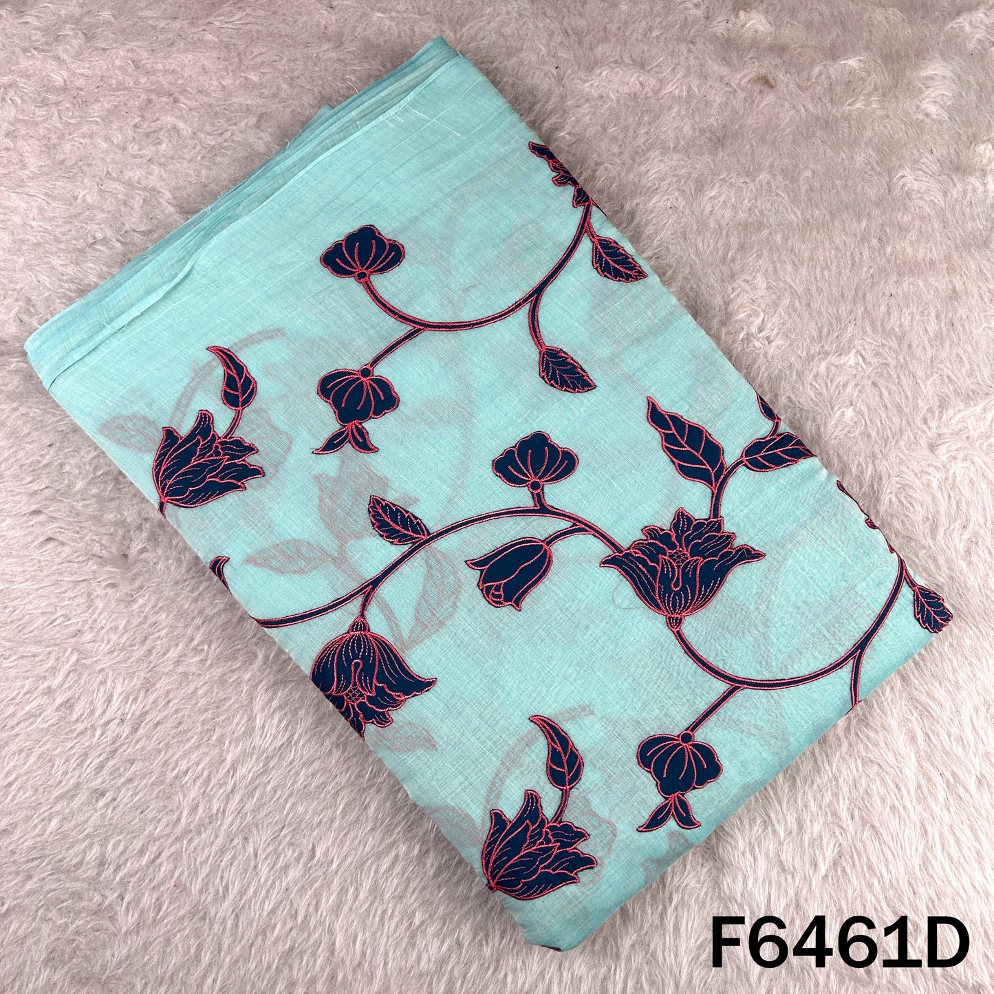 Thread Embroidered Pure Mul Chanderi Fabric - F6461