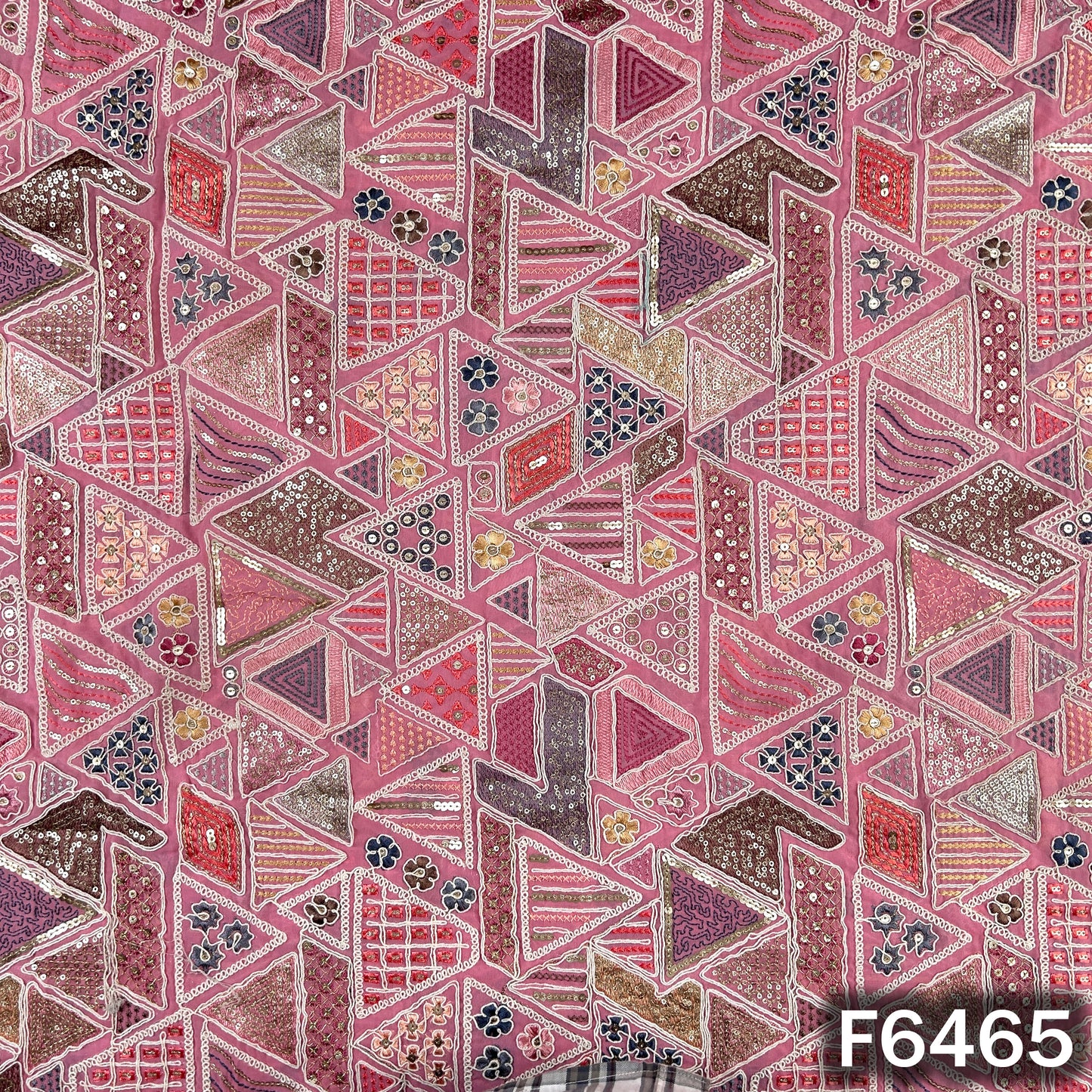 Thread Sequins Embroidered Georgette Fabric - F6465