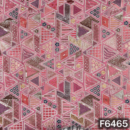 Thread Sequins Embroidered Georgette Fabric - F6465