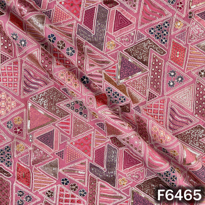 Thread Sequins Embroidered Georgette Fabric - F6465