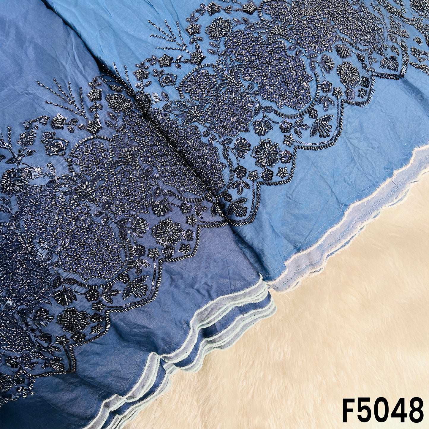 Cut Dana Thread Sequins Work Denim Fabric-F5048