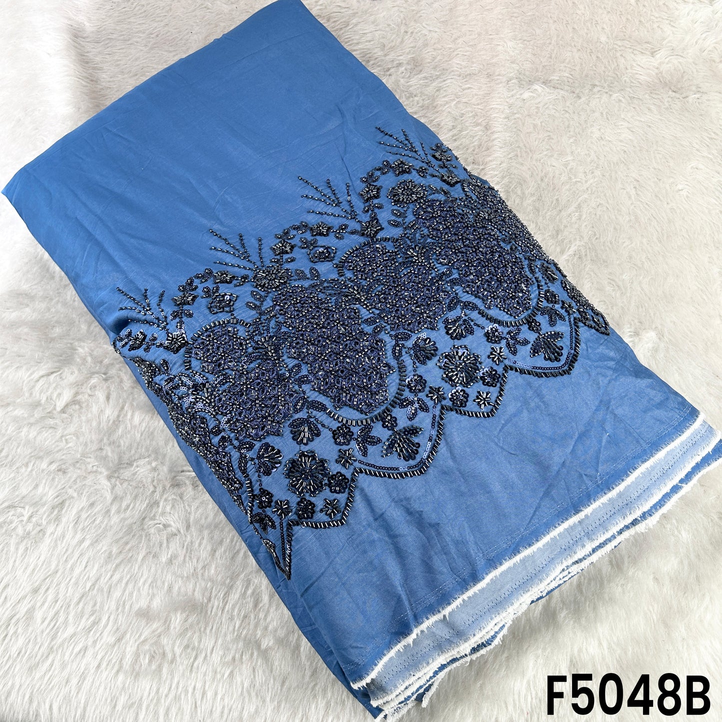 Cut Dana Thread Sequins Work Denim Fabric-F5048