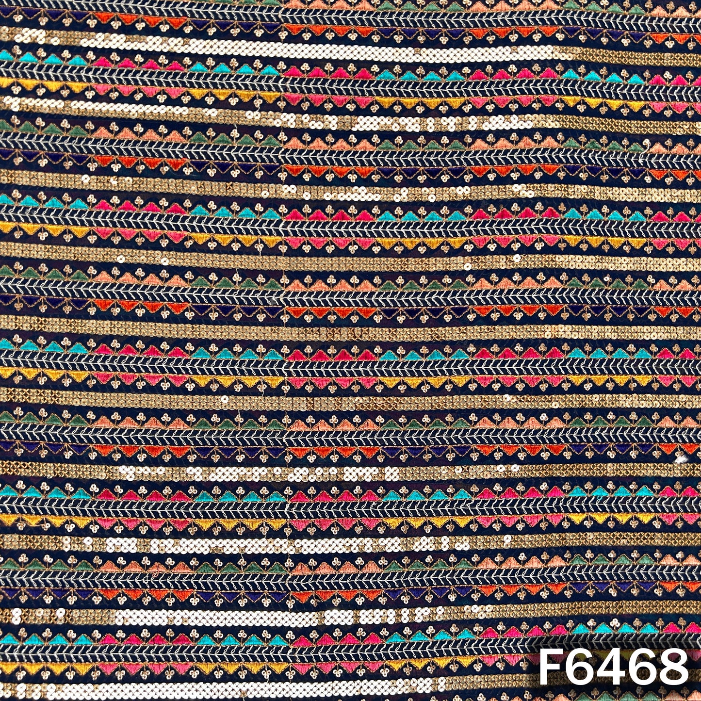 Thread Sequins Embroidered Georgette Fabric - F6468