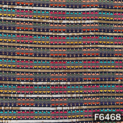 Thread Sequins Embroidered Georgette Fabric - F6468