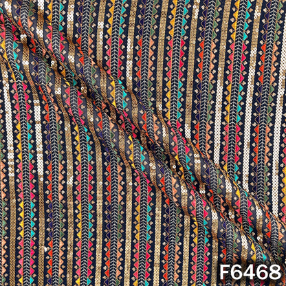 Thread Sequins Embroidered Georgette Fabric - F6468