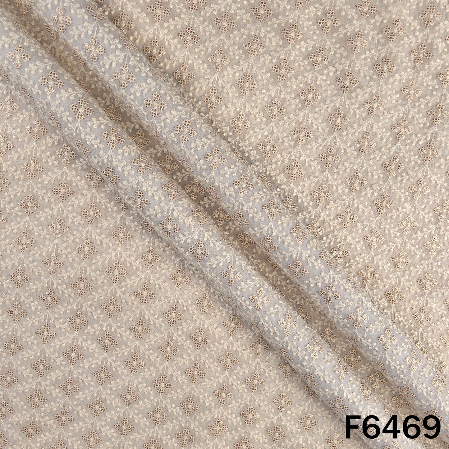 Dyeable Thread Sequins Embroidered Georgette Fabric - F6469