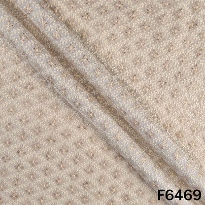 Dyeable Thread Sequins Embroidered Georgette Fabric - F6469