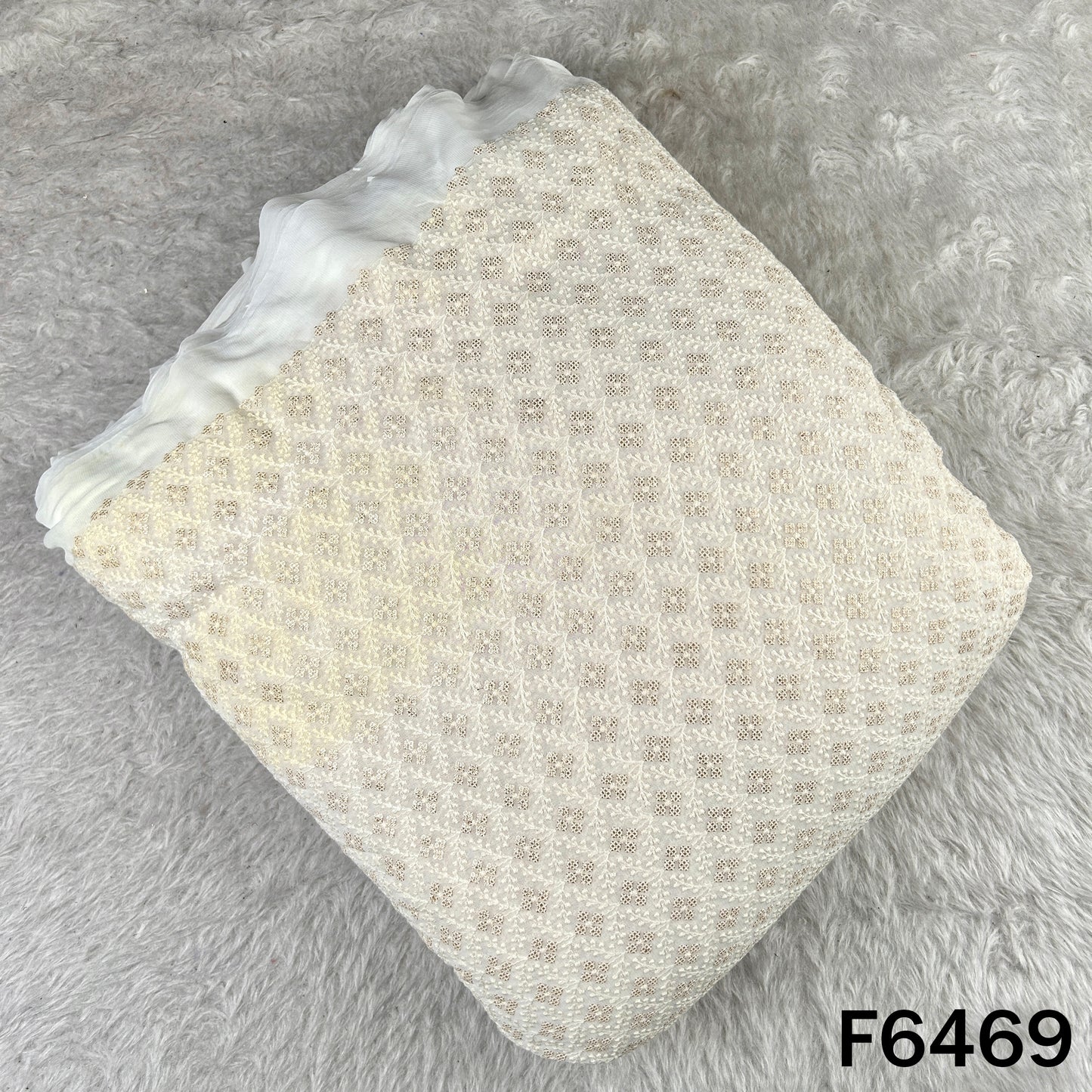 Dyeable Thread Sequins Embroidered Georgette Fabric - F6469