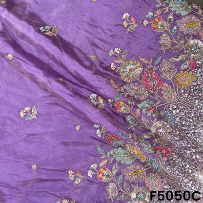 Cut Dana Thread Zari Sequins Embroidered Shimmer Tissue Fabric-F5050