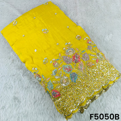 Cut Dana Thread Zari Sequins Embroidered Shimmer Tissue Fabric-F5050