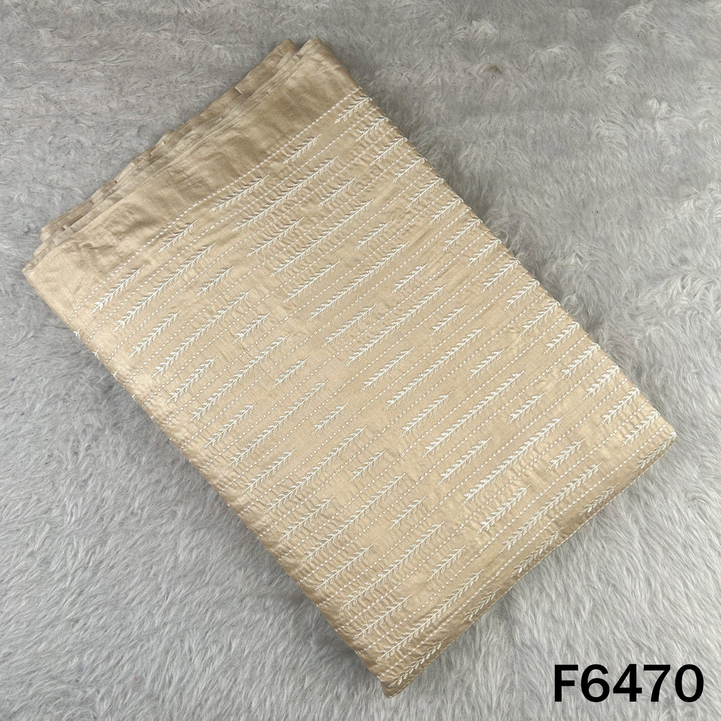 Dyeable Thread Embroidered Pure Monga Silk Fabric - F6470