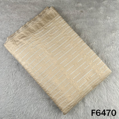 Dyeable Thread Embroidered Pure Monga Silk Fabric - F6470