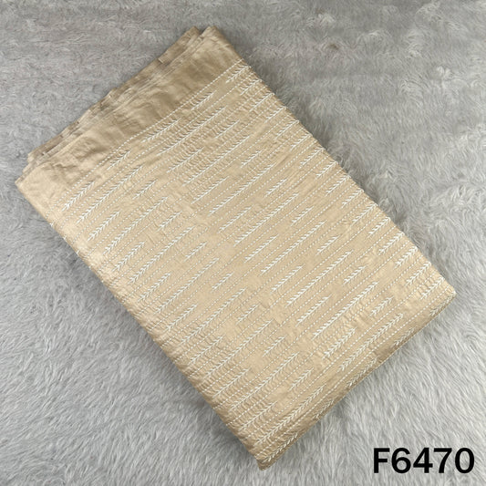 Dyeable Thread Embroidered Pure Monga Silk Fabric - F6470