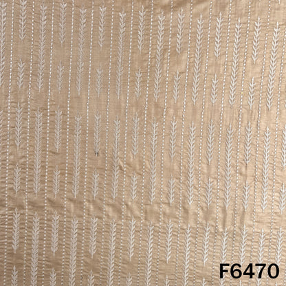 Dyeable Thread Embroidered Pure Monga Silk Fabric - F6470