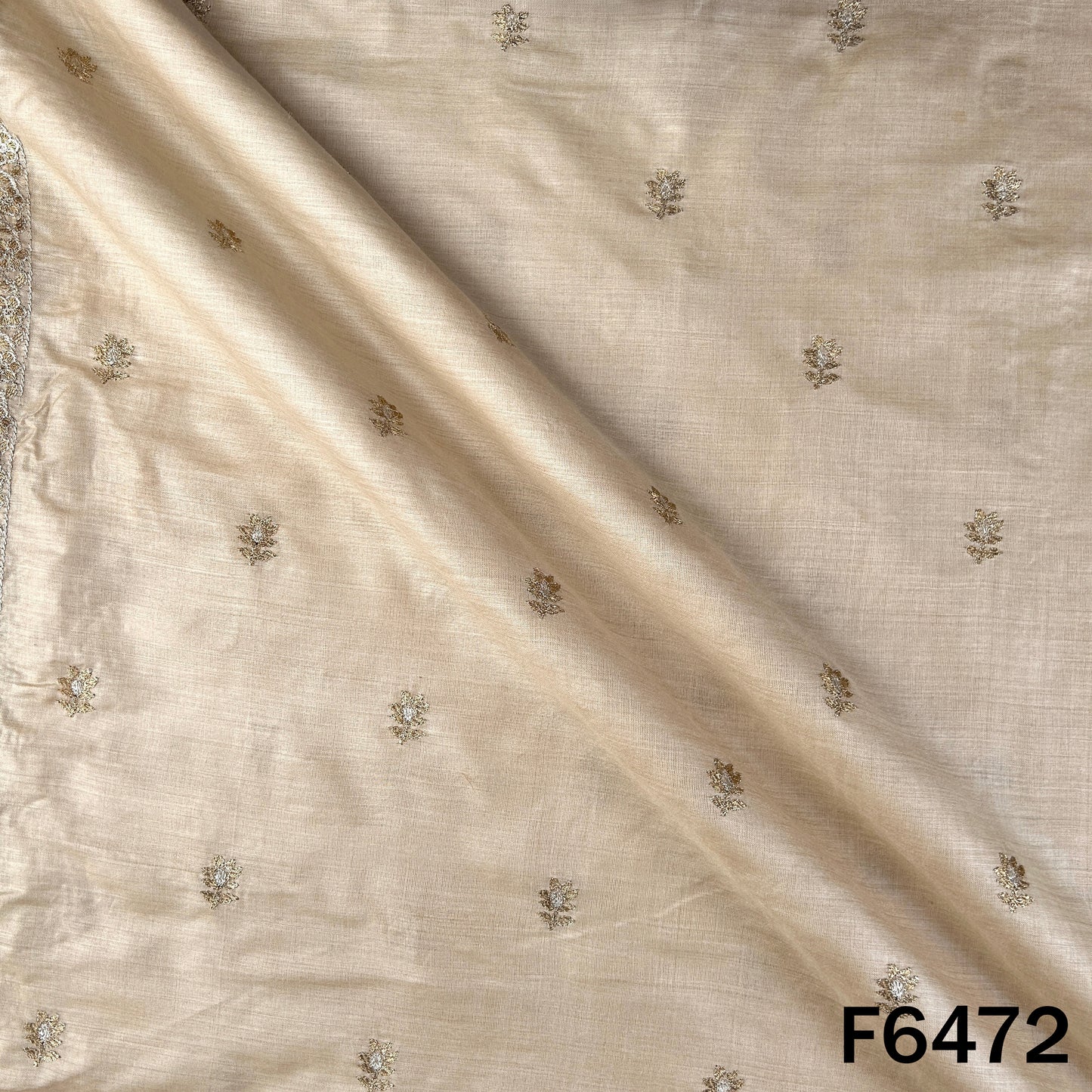Dyeable Zari Work Pure Monga Silk Fabric - F6472