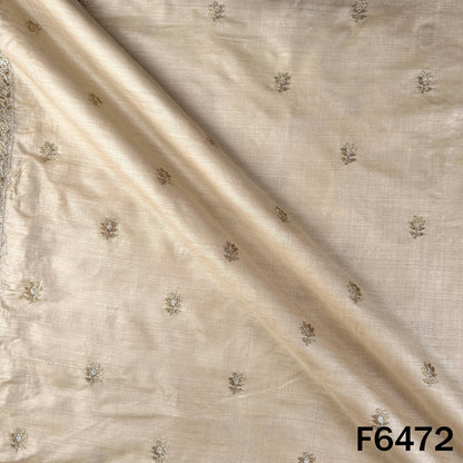 Dyeable Zari Work Pure Monga Silk Fabric - F6472