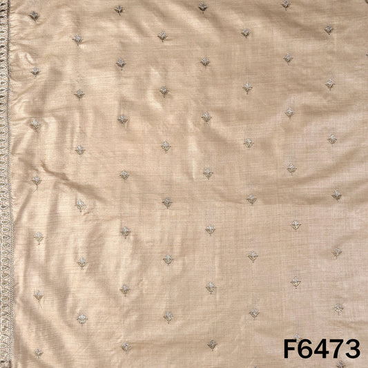 Dyeable Zari Work Pure Monga Silk Fabric - F6473