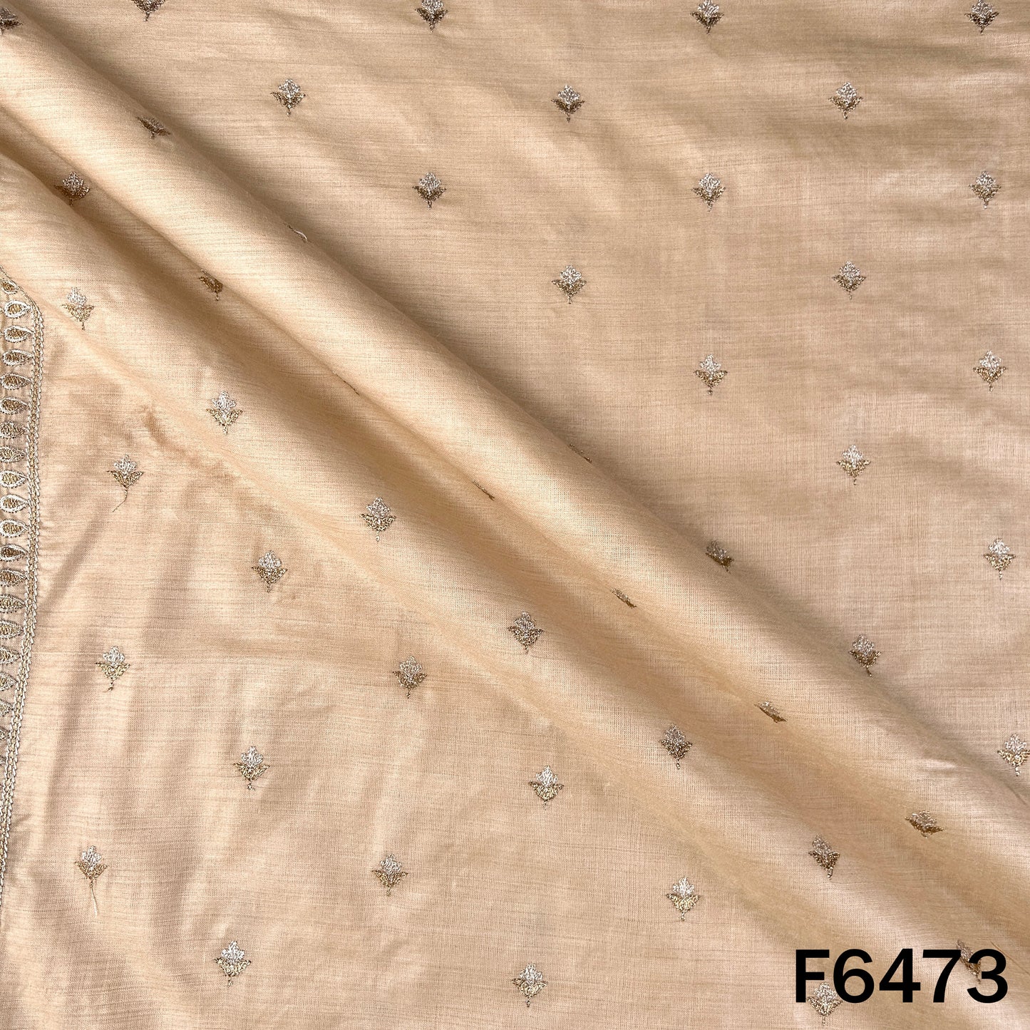 Dyeable Zari Work Pure Monga Silk Fabric - F6473