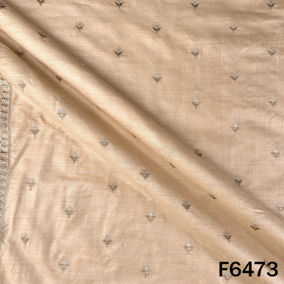 Dyeable Zari Work Pure Monga Silk Fabric - F6473