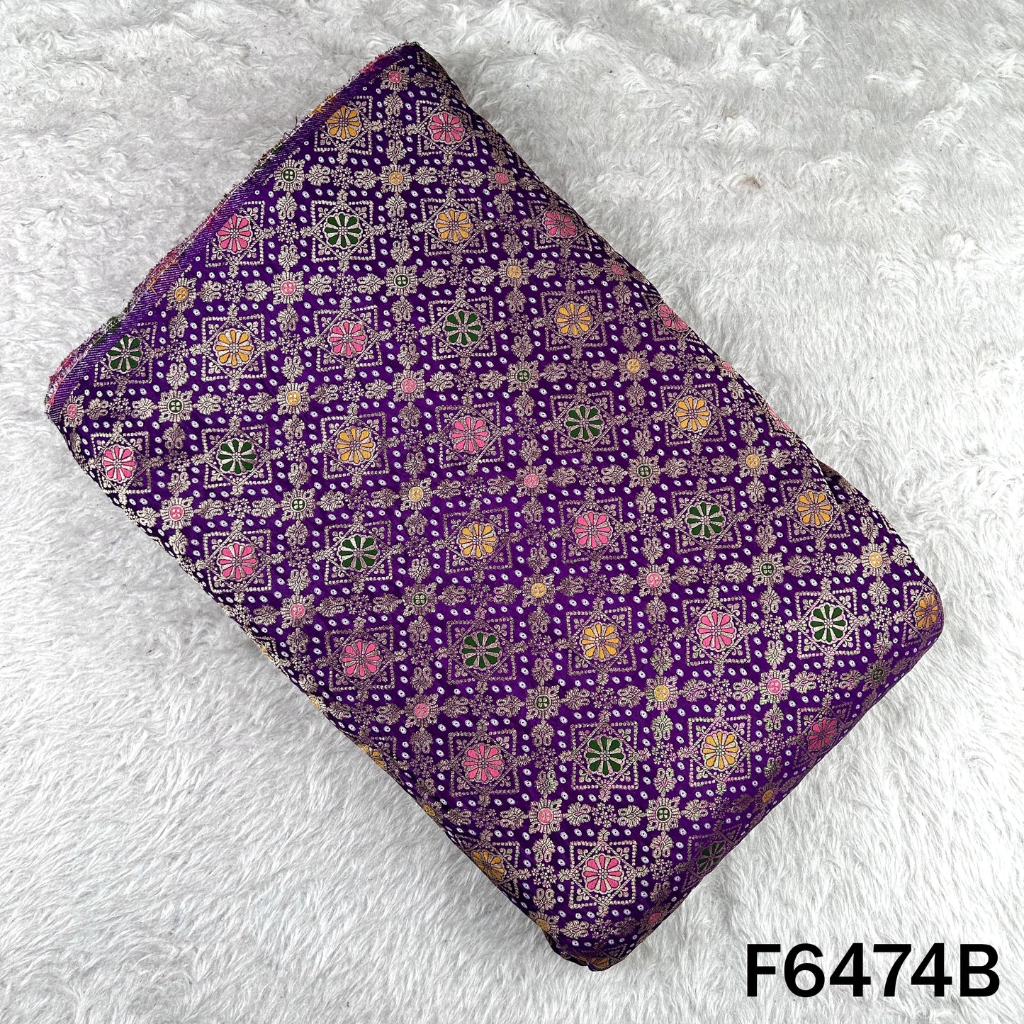 Zari Work Bandhani Print Dola Silk Fabric - F6474