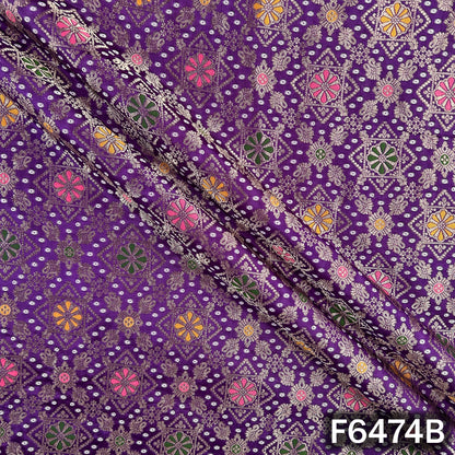 Zari Work Bandhani Print Dola Silk Fabric - F6474